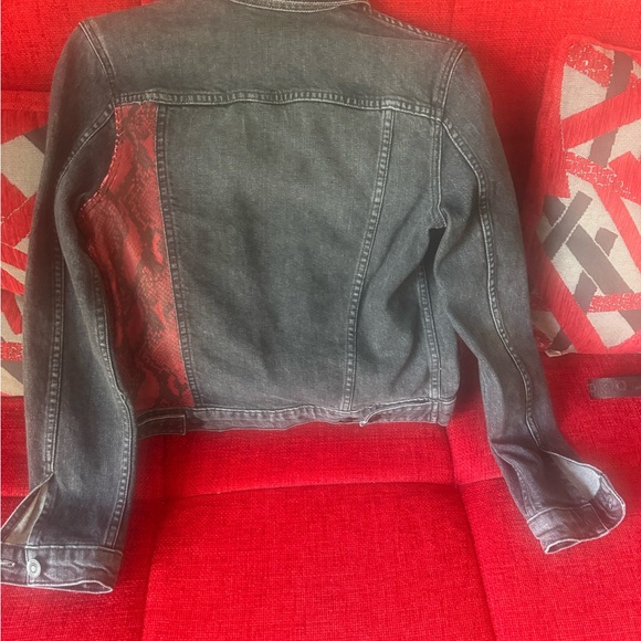 Hudson Jeans Dark Denim Jacket with Red Accent - Picture 2 of 6